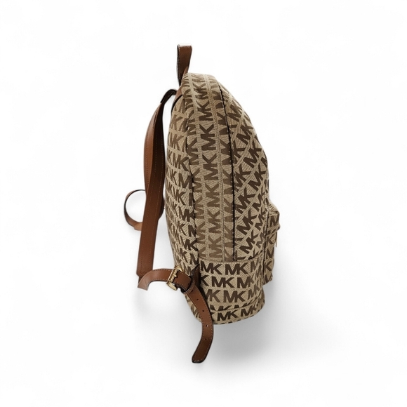 Michael Kors Jet Set Monogram Canvas And Leather Backpack In Tan And Brown main image 12